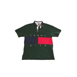 Kith x Tommy Hilfiger Big Flag Short Sleeve Polo Shirt Mens Size L Vintage Style